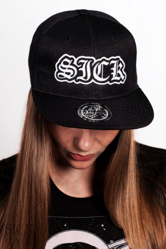 Black snapback with SICK embroidery.