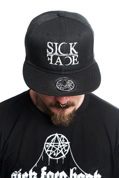 Snapback with SickFace brand logo in front.
