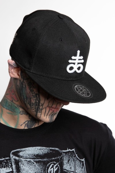 Snapback with a 3D leviathan cross embroidery on front.